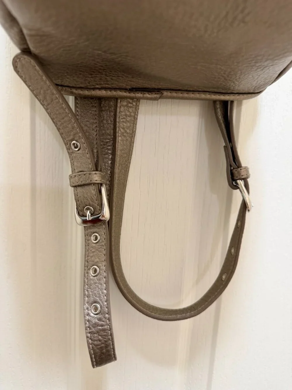 Free People Josie Mini Vegan Faux Leather Backpack Metallic Gun Metal Gold